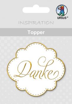 Topper, weiß/gold, "Danke"